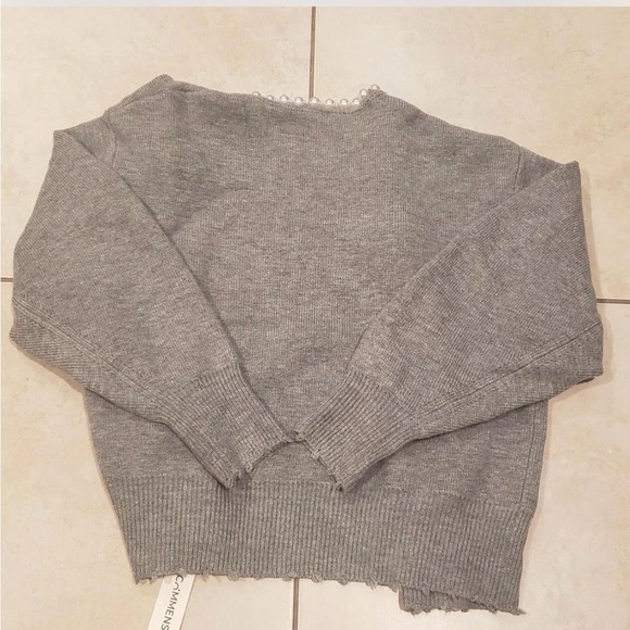 Commense pearl trim ripped hem cardigan - Picture 3 of 6